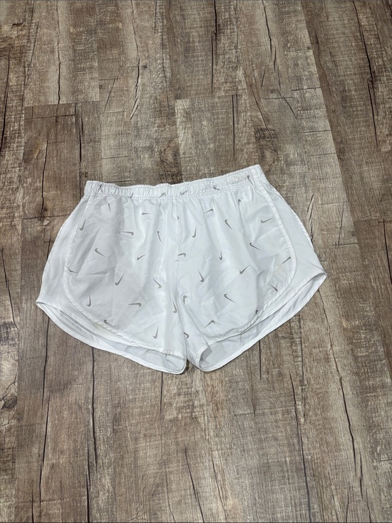 Nike Pants - Nike White Athletic Running Shorts with Gray Swoosh Print Women’s XL